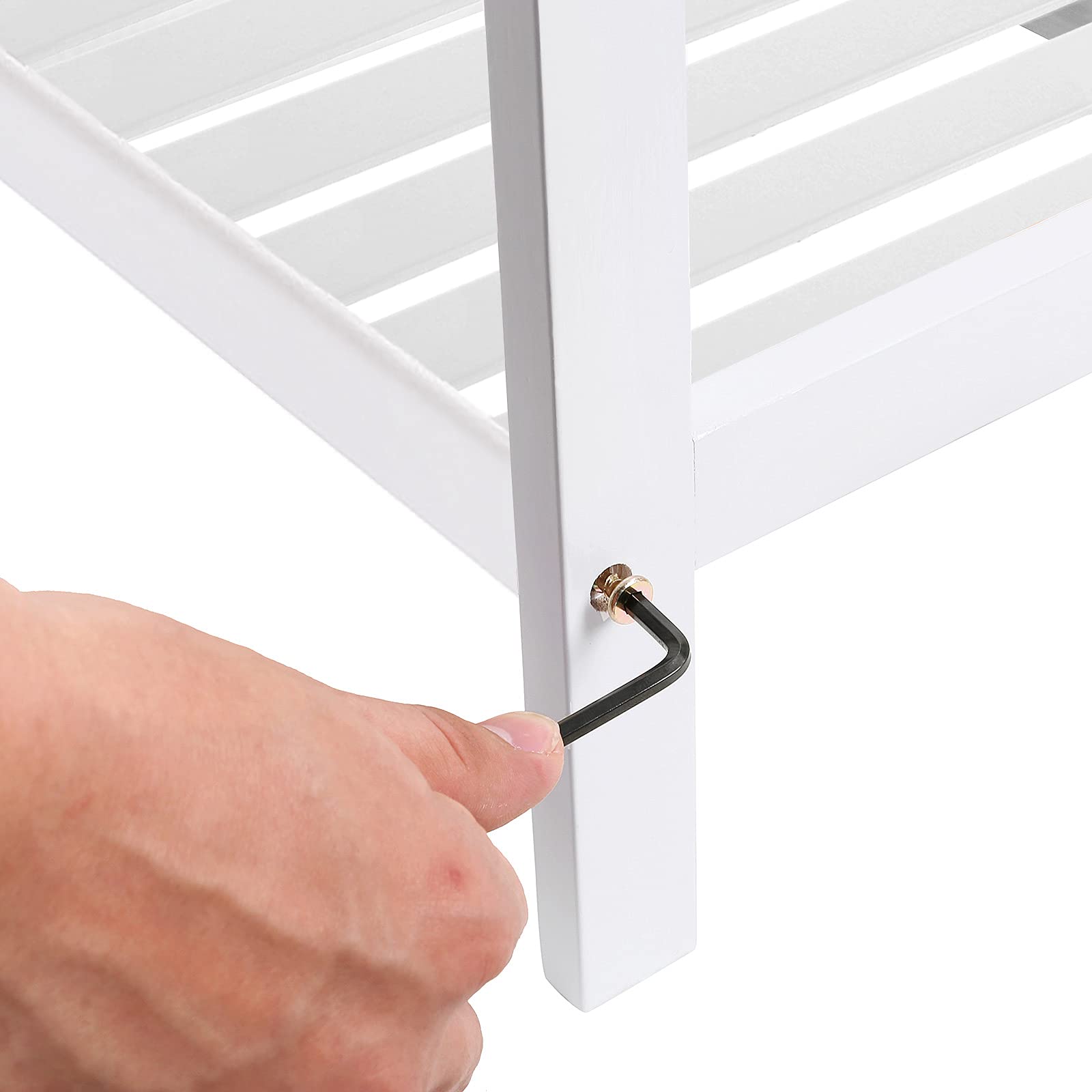 SONGMICS 2 Tier Bamboo Shoe Rack Bench - White Finish | 70 x 26 x 33 cm | 10kg Capacity per Shelf 5