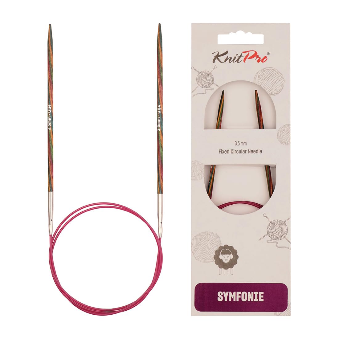 KnitPro Symfonie Fixed Circular Needles - 60 cm x 3.5 mm | Lightweight Birch Wood | KP21320 1