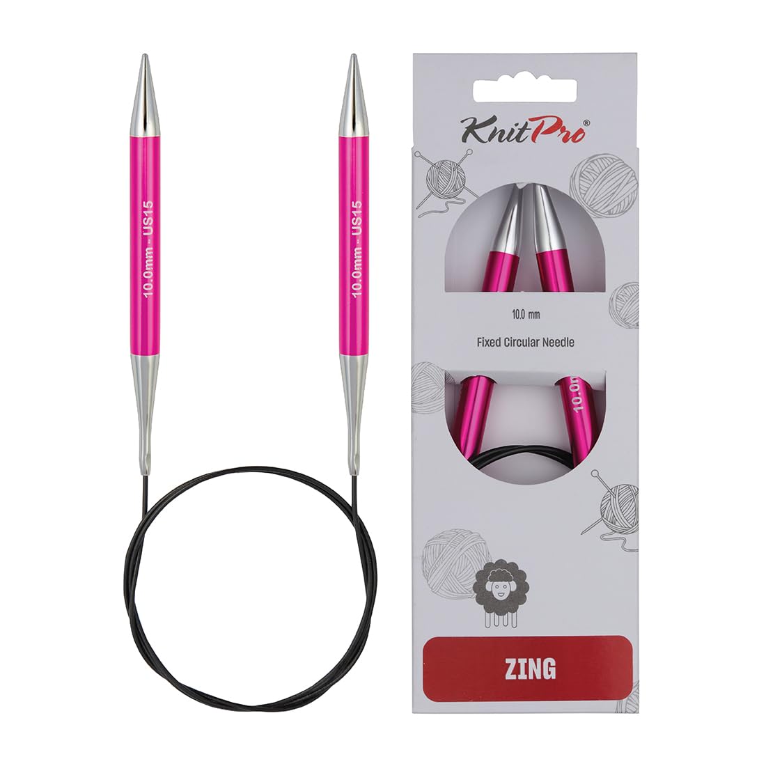 KnitPro Zing KP47138 Circular Knitting Needles - 80cm Length, 10.00mm, Lightweight Aluminium 1