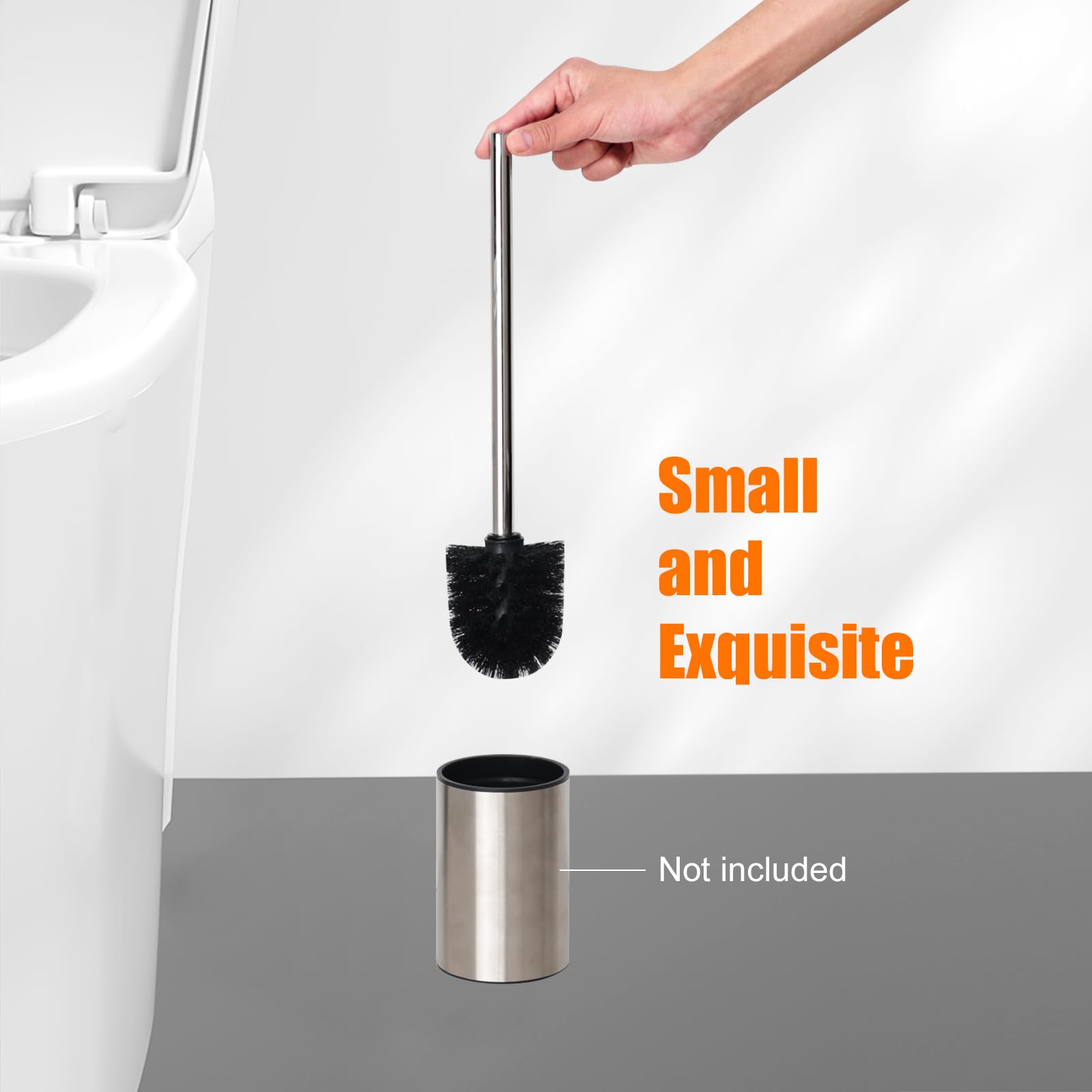 Ibergrif Toilet Brush Replacement Set - 4 Pack Stainless Steel Handles | Black | Long Handle 4