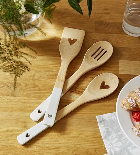 Cooksmart Homestead Bamboo Wooden Spoon Set of 3 | Eco-Friendly & Durable 3