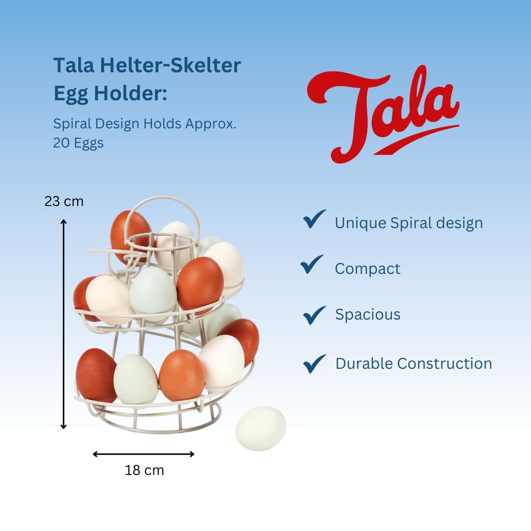Tala Helter Skelter Egg Storage Holder - Holds 20 Medium Eggs | Metal | White 3