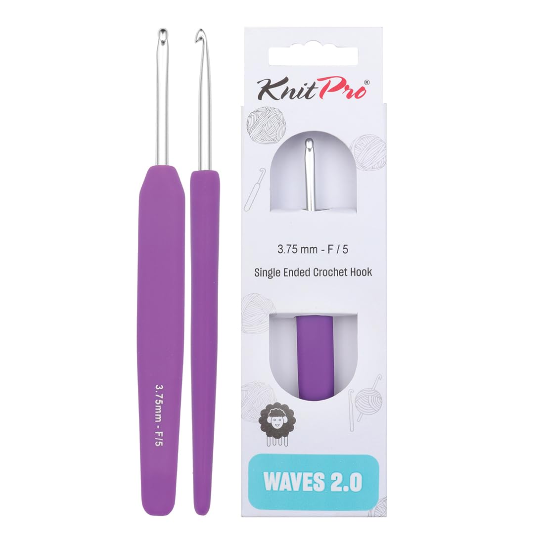 KNITPRO Waves Crochet Hook - 3.75mm | Ergonomic Rubber Handle | Lightweight Aluminium 1