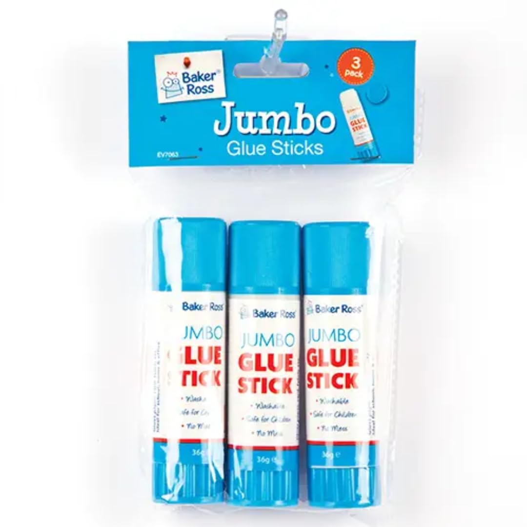 Baker Ross Jumbo Glue Sticks (3 Pack) - Washable, Clear Finish, Ideal for Kids' Crafts 2
