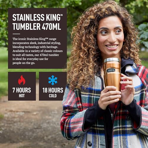 Thermos Stainless King Travel Tumbler 470ml Matt Black | Keeps Hot 7 Hrs, Cold 18 Hrs