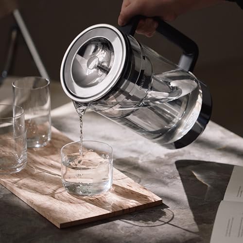 aarke Purifier Large Water Filter Jug - 1.7L Filtered Capacity | Glass & Steel | Filter Change Indicator 3