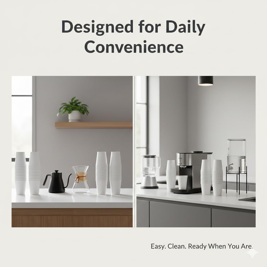 1ABOVE 50 Pack 12 oz White Disposable Paper Coffee Cups | Hot & Cold Drinks | Recyclable 6