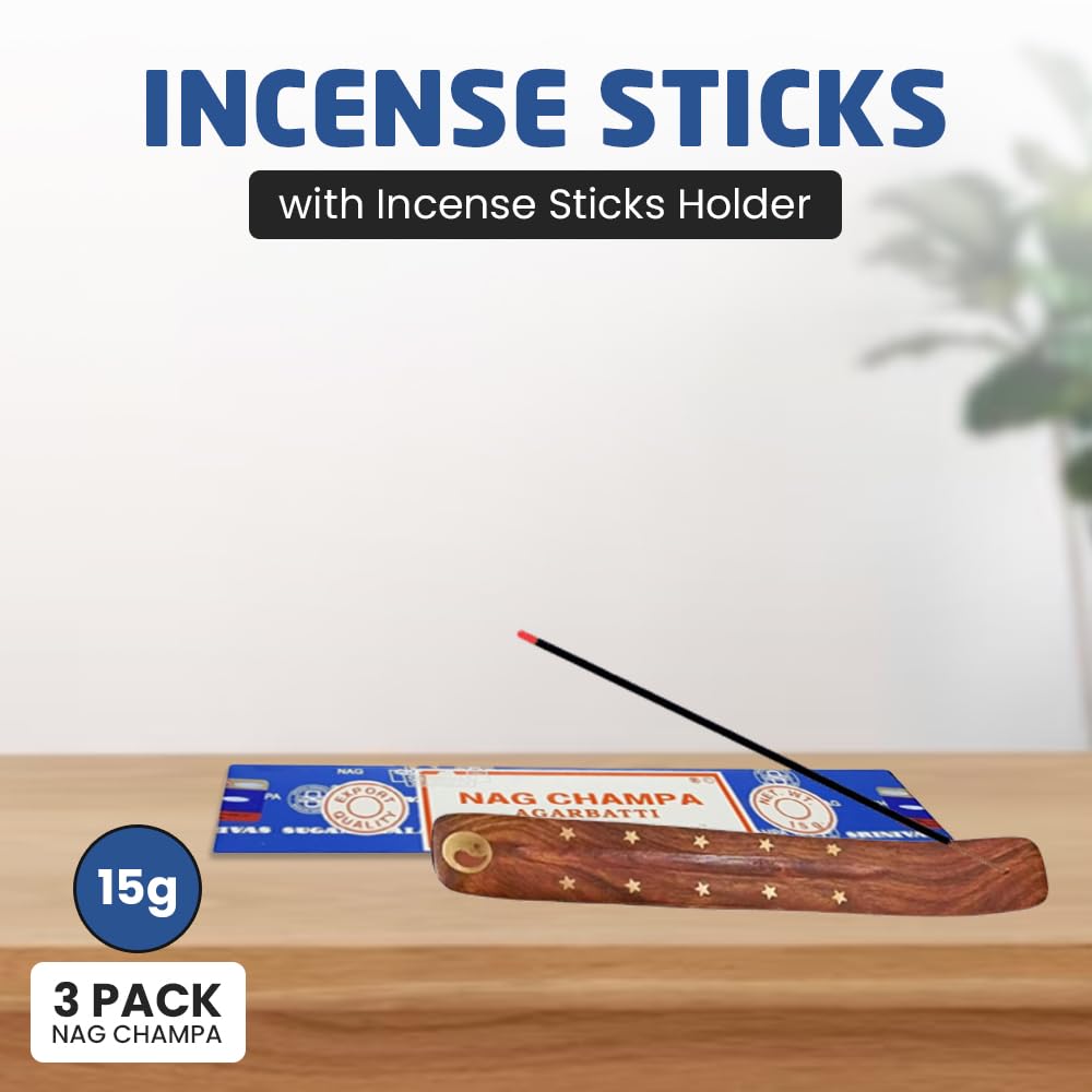 1ABOVE Nag Champa Incense Sticks 3x15g Set with Holder | Relaxation & Spirituality 3