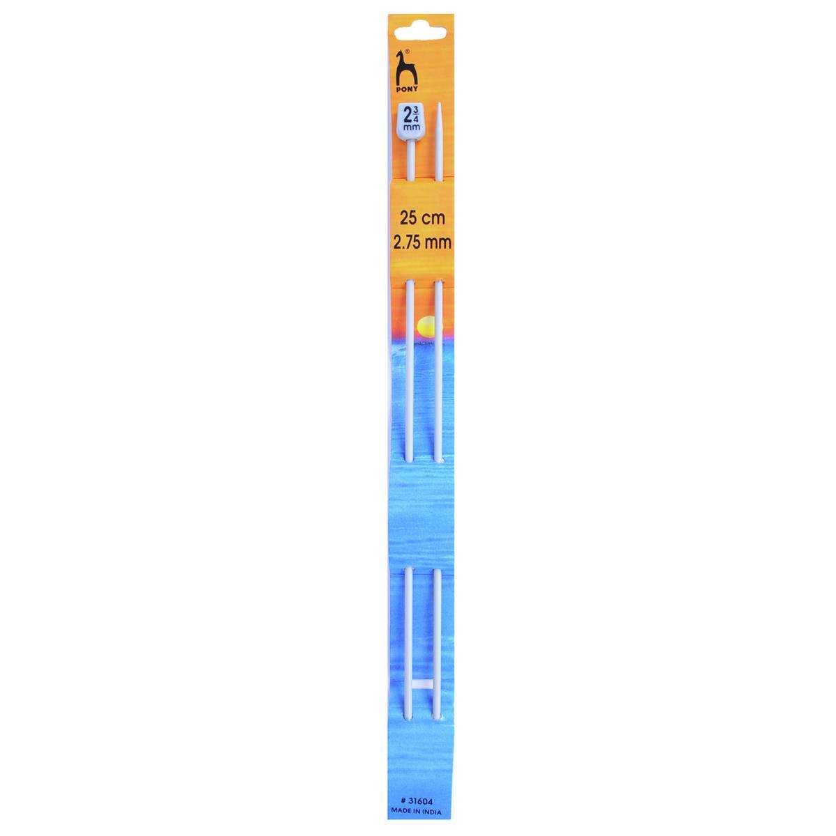 Pony Classic Knitting Pins - Single Ended | 25cm Length | 2.75mm Diameter | Aluminium