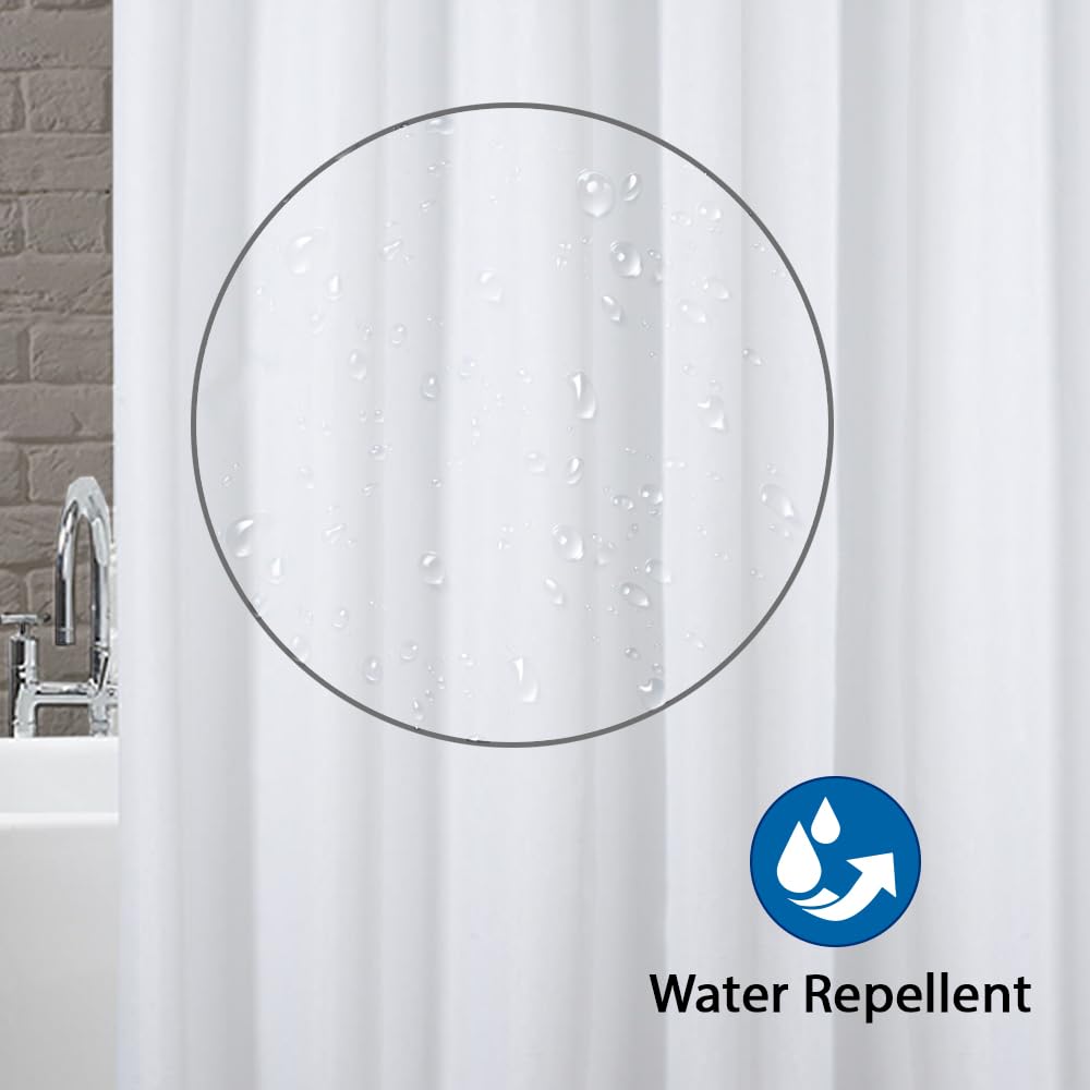 ANSIO Solid White Shower Curtain - Mould & Mildew Resistant | 180 x 180 cm | Water Repellent Polyester 5