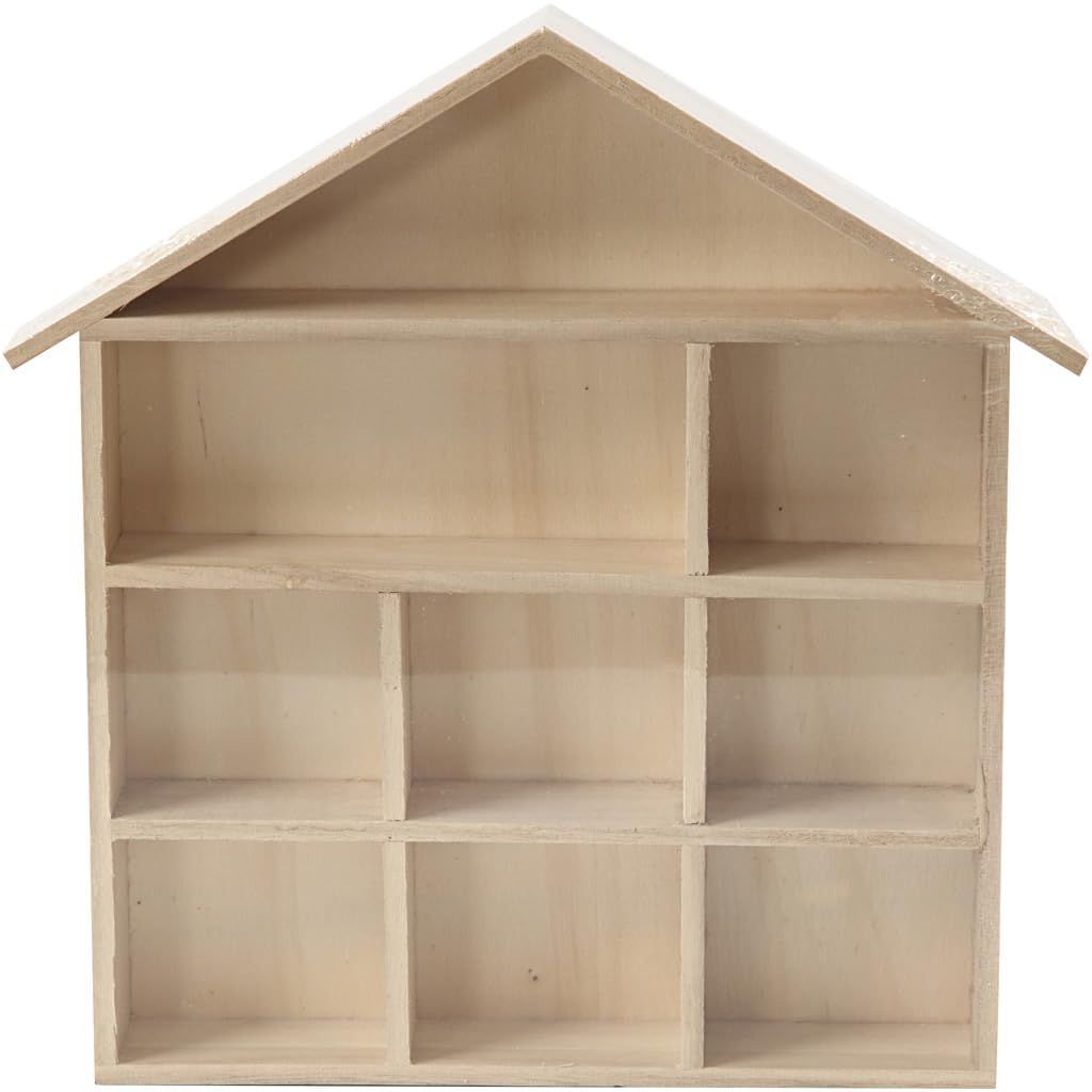 Creativ 100263 House-Shaped Shelving System | Light Wood | 9 Compartments | 26x22x3.5cm 2