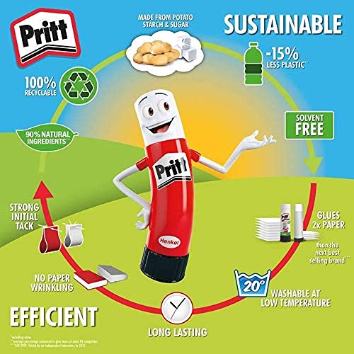 Pritt Glue Stick - Solvent-Free, Washable Craft Glue with 97% Natural Ingredients | 1 x 22g 9