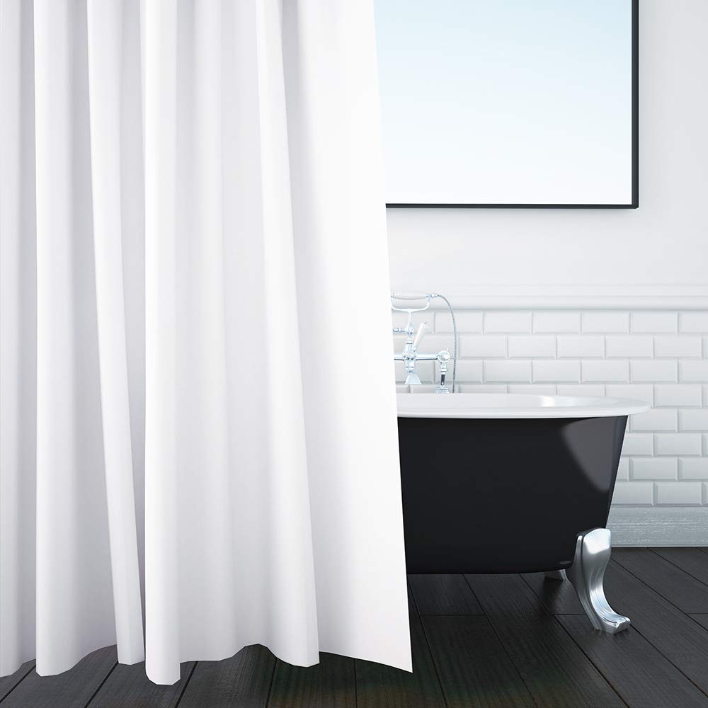 ANSIO Premium Polyester Shower Curtain - Solid White | Mould & Mildew Resistant | 180cm x 200cm 6