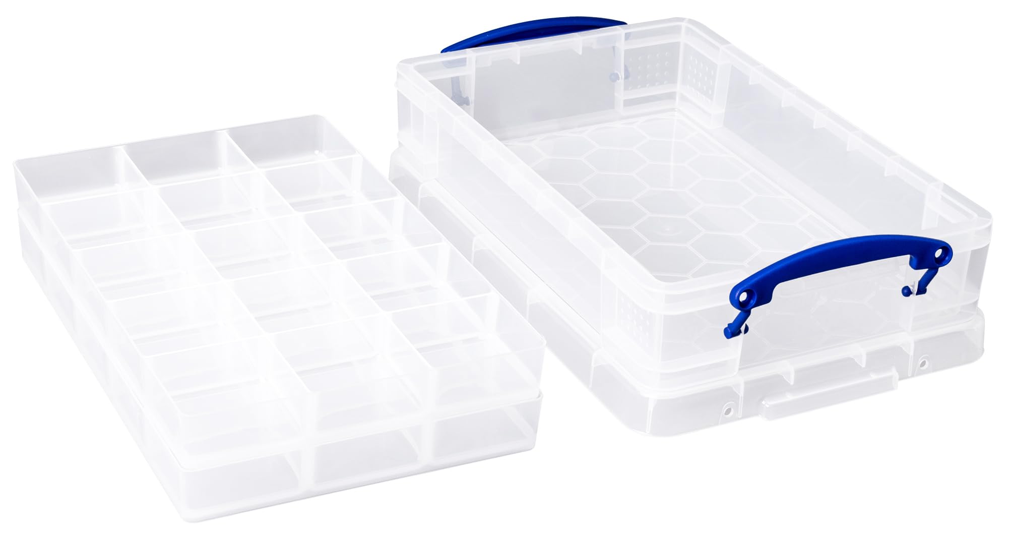 Really Useful Box 4 Litre Storage Box with 2 Hobby Dividers | Clear Plastic | Stackable 4