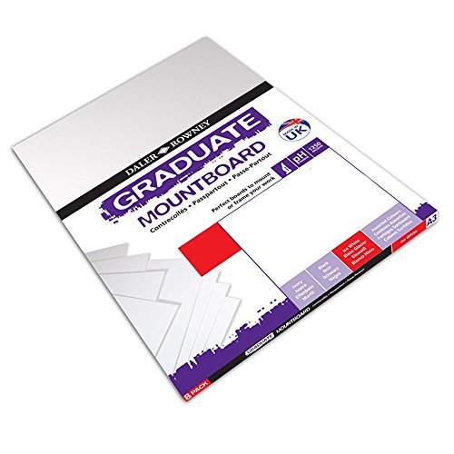 Daler Rowney Graduate Cream Core A2 Mountboard - Ice White Smooth Surface, 1.25mm Thick, 5 Pack 2