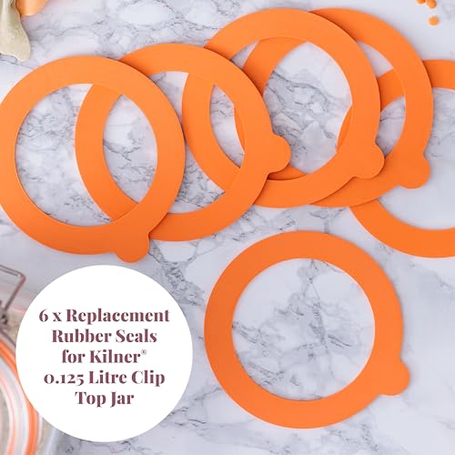 Kilner Replacement Rubber Seals Pack of 6 for 0.125L Round Clip Top Jars | Food-Safe | Durable 2
