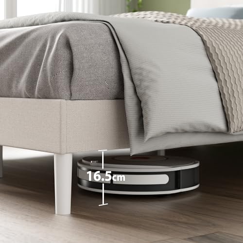 Zinus Piper King Upholstered Bed Frame with Headboard - Off White | 150x200 cm | Steel Frame 4
