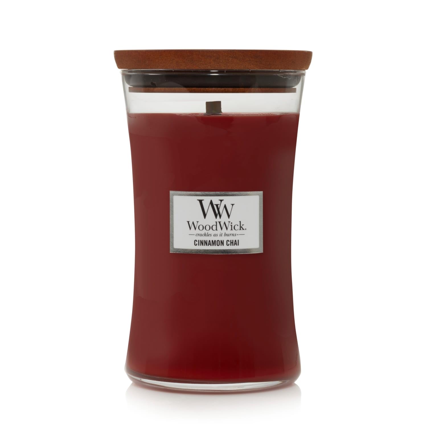 WoodWick Large Hourglass Scented Candle - Cinnamon Chai | Crackling Wooden Wick | 610g