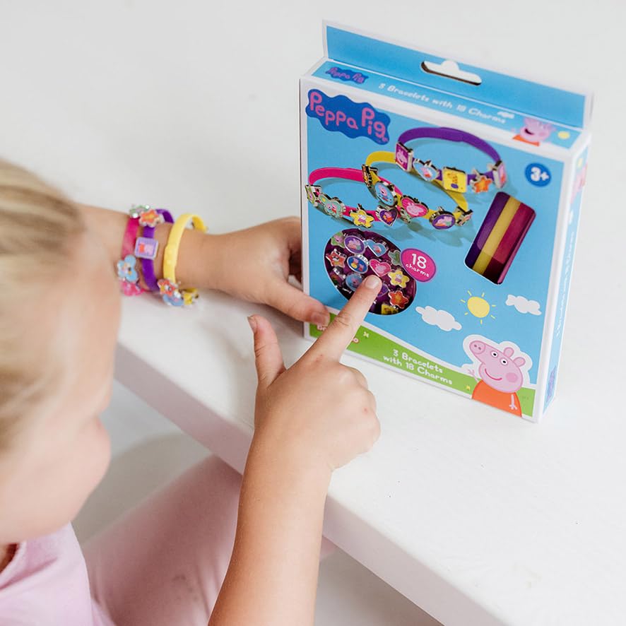 Totum Peppa Pig Jewellery Craft Set - Make 3 Bracelets with 18 Charms | Ages 3+ 6