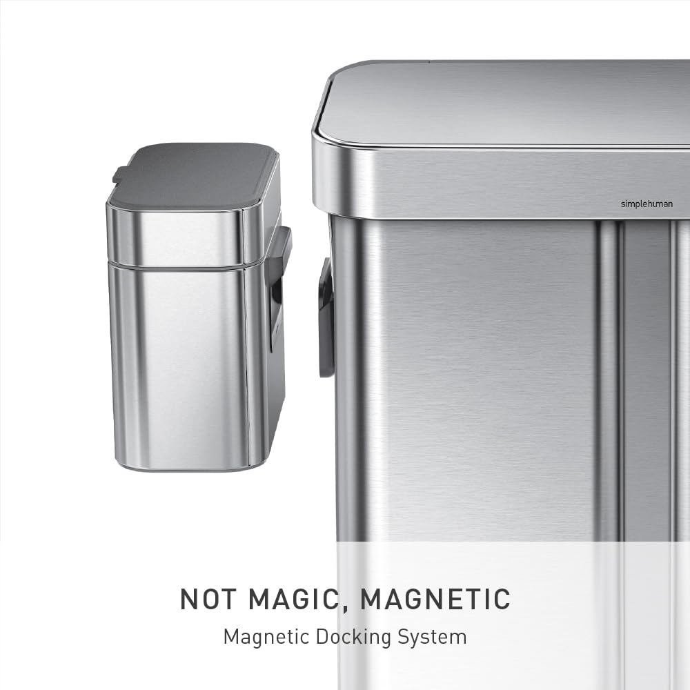 simplehuman CW1645 4L Indoor Countertop Compost Caddy | Brushed Stainless Steel | Magnetic Docking 4