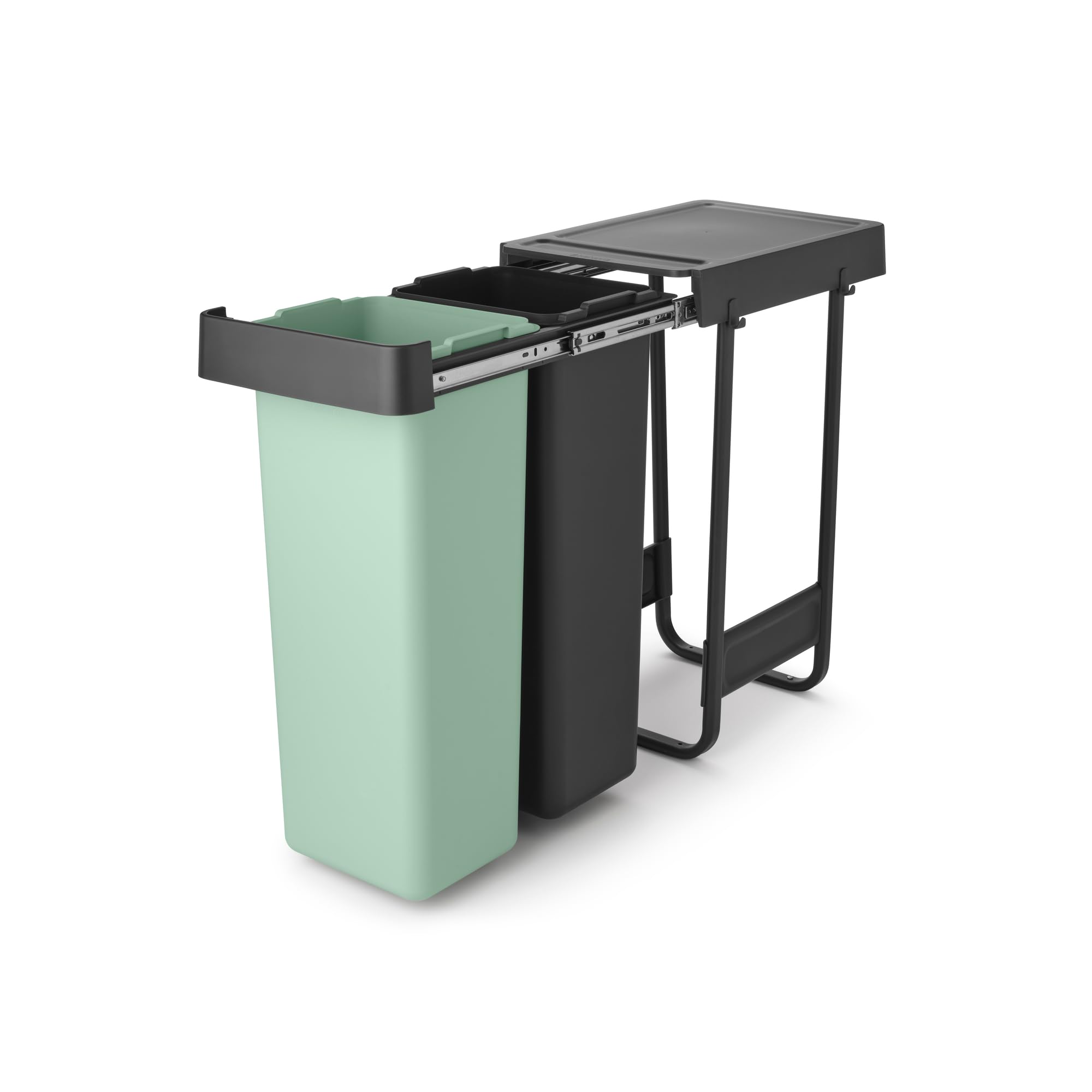 Brabantia Sort & Go Pull Out Bin - Dual 30L Capacity | Built-in Under Sink | Grey/Green 2