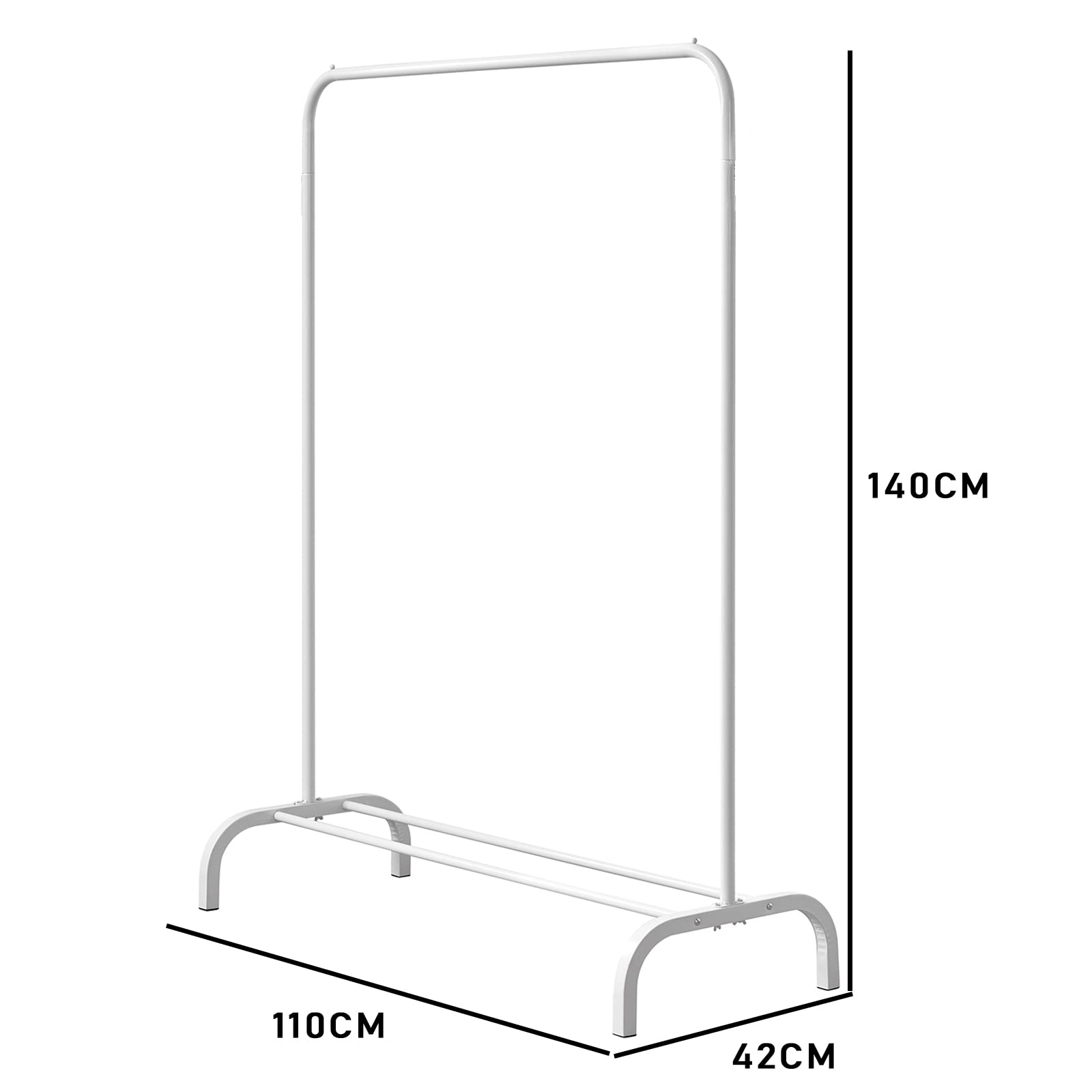 Vivo Technologies Metal Clothes Rail Stand - Single Rail, White, Alloy Steel Construction 6