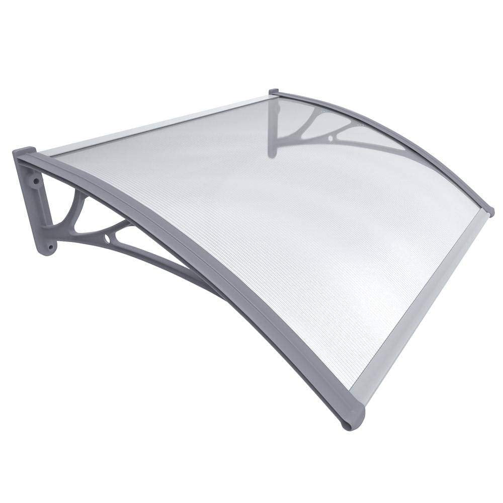 VOUNOT Outdoor Door Canopy Awning - Polycarbonate Shelter for Front Door, Porch | 100 x 80 cm Grey 1