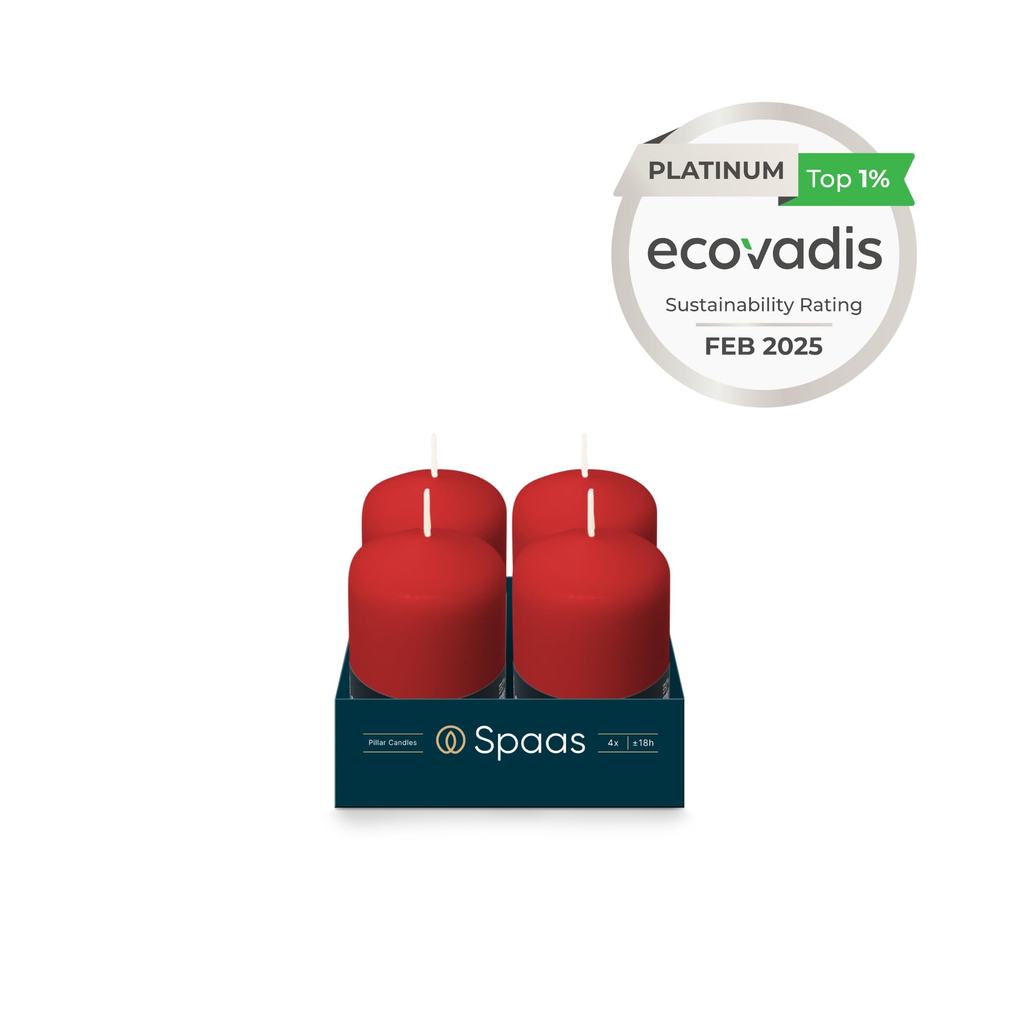 Spaas Unscented Pillar Candles - Red, 50x80mm, 18 Hours Burn Time | Set of 4 3