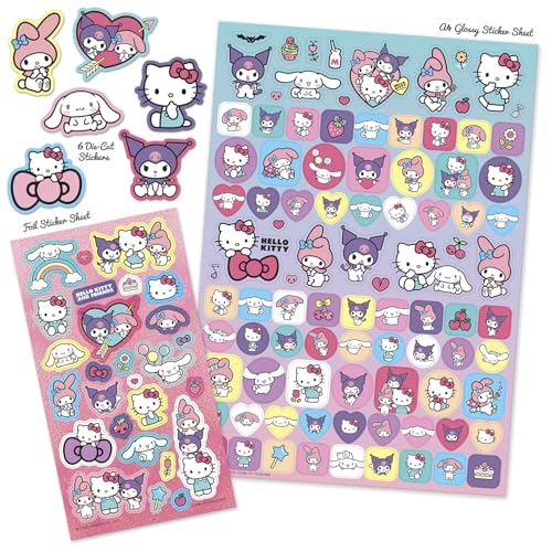 Paper Projects Hello Kitty and Friends Mega Sticker Pack - 110+ Pieces | Foiled & Glossy Sheets | Craft & Decoration