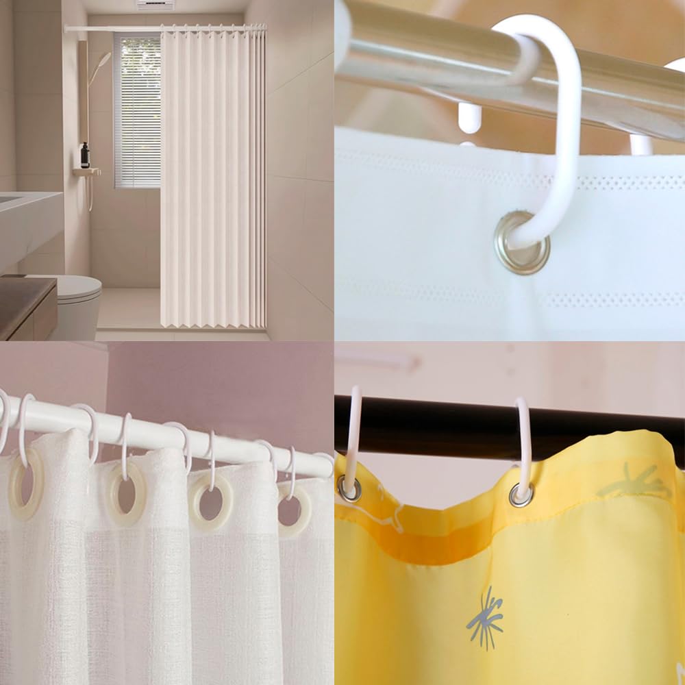 Armo Home Plastic C-Shaped Shower Curtain Rings - 24 Pack White Hooks | Rust Resistant 7
