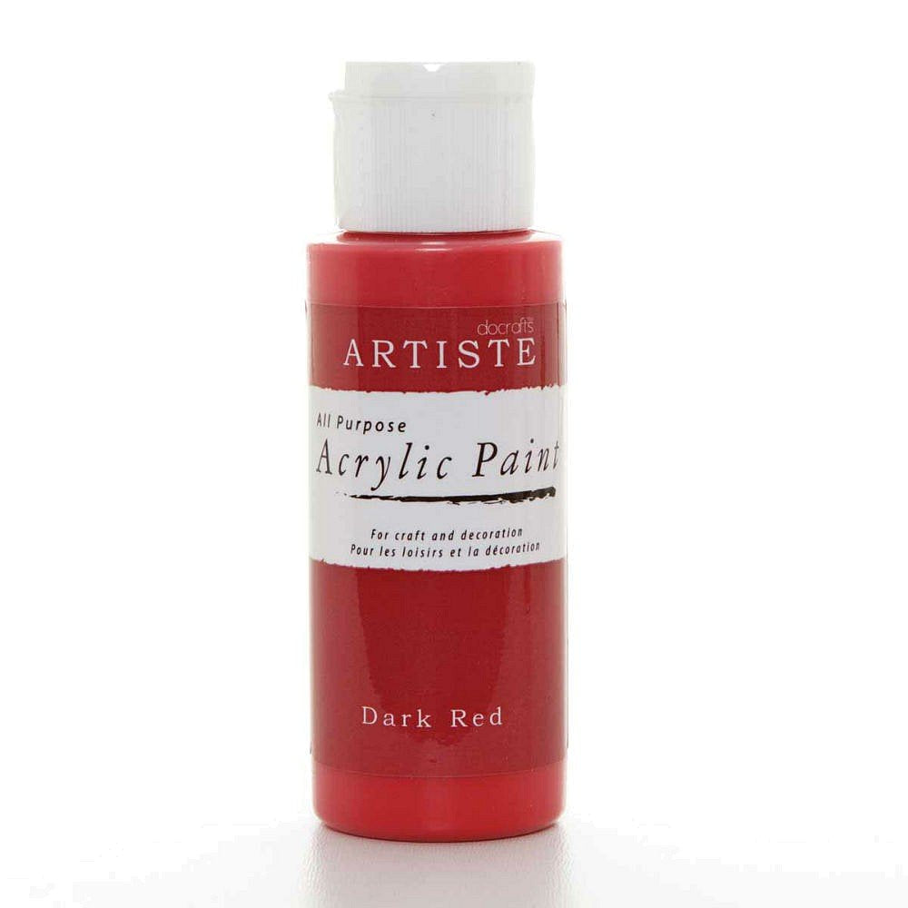 DOCRAFTS ARTISTE Acrylic Paint - Dark Red | 59ml (2Oz) | Fast-Drying | Matte Finish 1
