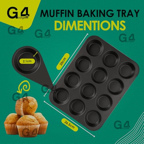 G4GADGET Nonstick 12 Cup Muffin & Cupcake Baking Tray - Carbon Steel, Oven Safe up to 450°F 4
