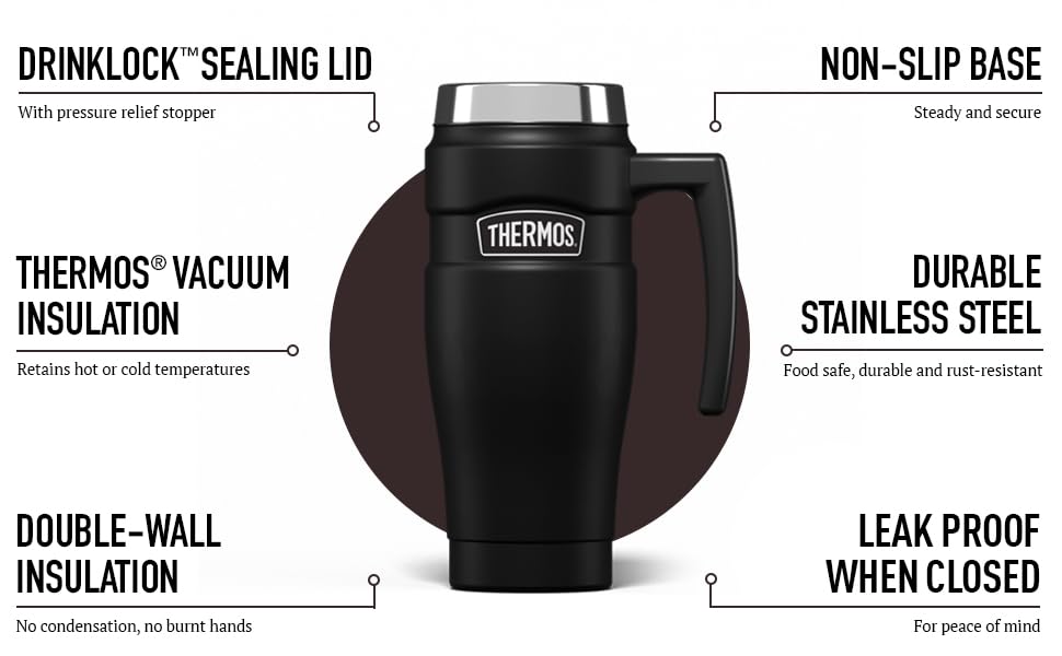 Thermos Stainless King Travel Mug - 470 ml, Matt Black | Hot 7 Hrs, Cold 18 Hrs 4