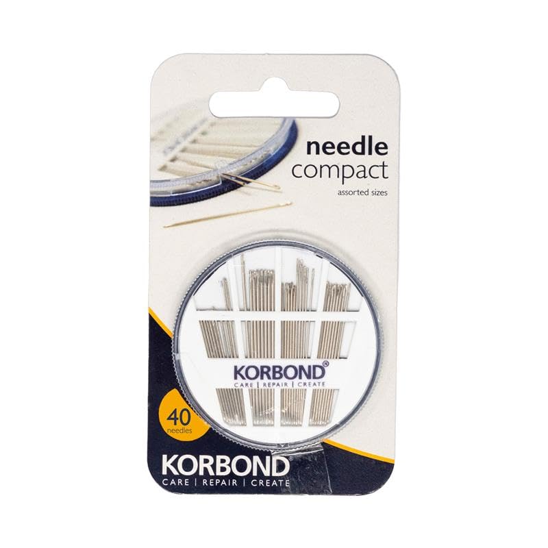 KORBOND 40 Piece Sewing Needle Compact - Assortment for General Purpose Sewing, Quilting, and Mending