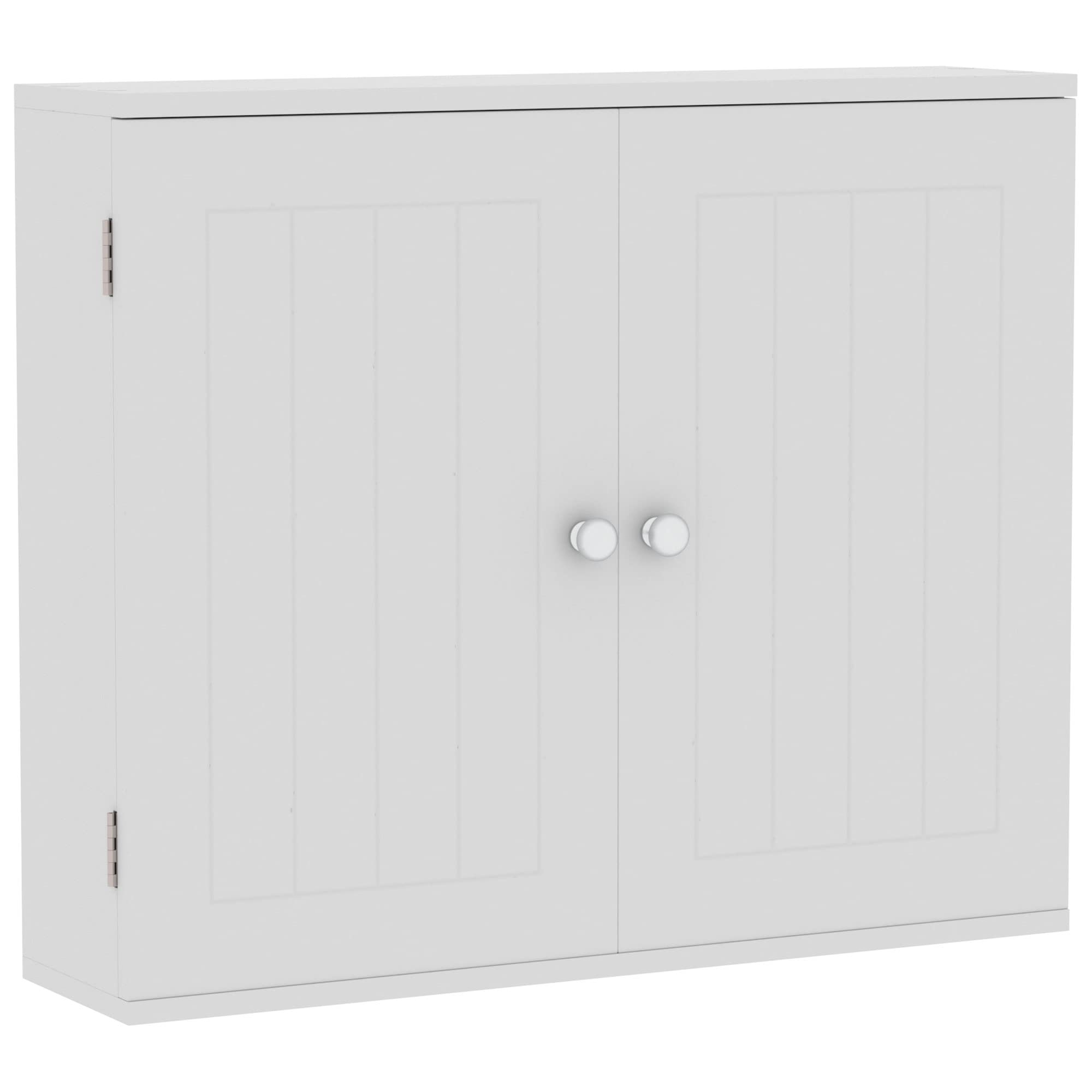 Bath Vida Double Door Wall Mounted Bathroom Cabinet - White Wood Finish | H 50 x W 60 x D 15 Cm 8