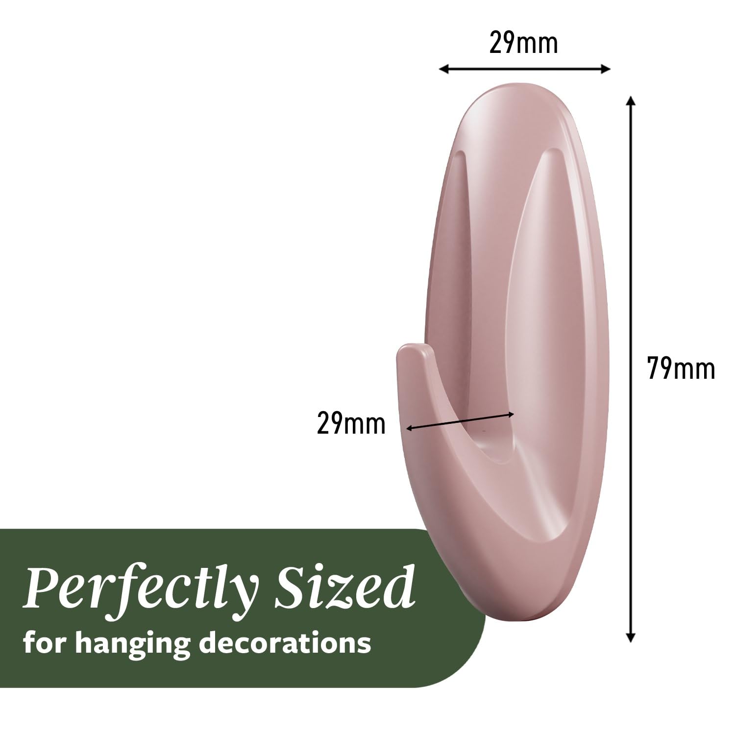 Command Medium Designer Hooks - Damage-Free Hanging | Dusty Rose | 4 Hooks, 6 Strips 3