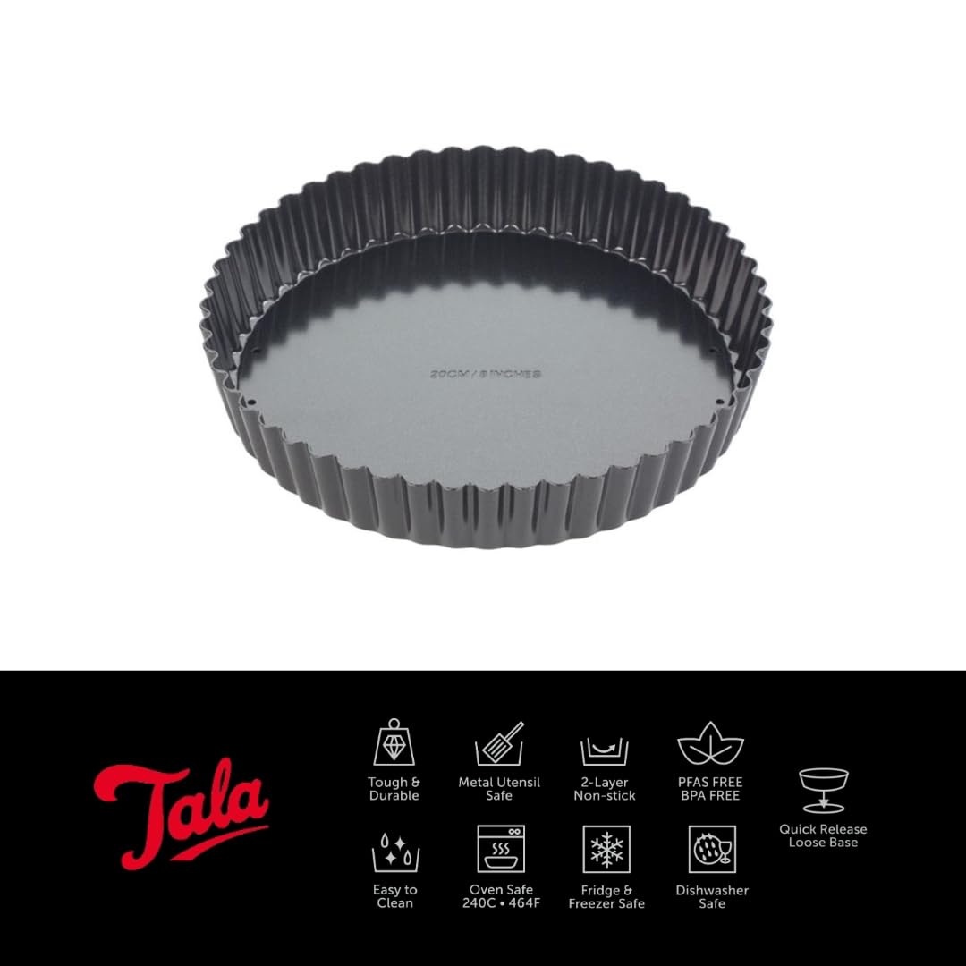 Tala Performance 20 cm Fluted Tart Tin - Heavy Gauge Carbon Steel, Non-Stick 3