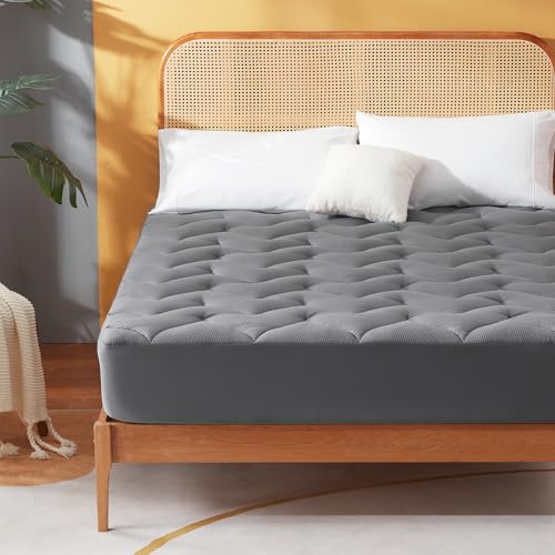Sonive Single Mattress Pad - 90x190 cm, 30cm Deep Pocket, Grey, Breathable Microfiber 2