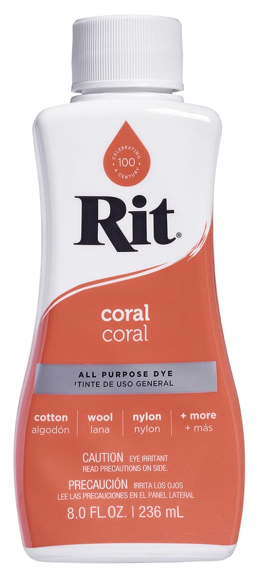 NAKOMA PRODUCTS Rit All Purpose Liquid Dye - Coral, 236ml | For Natural & Synthetic Fabrics 1