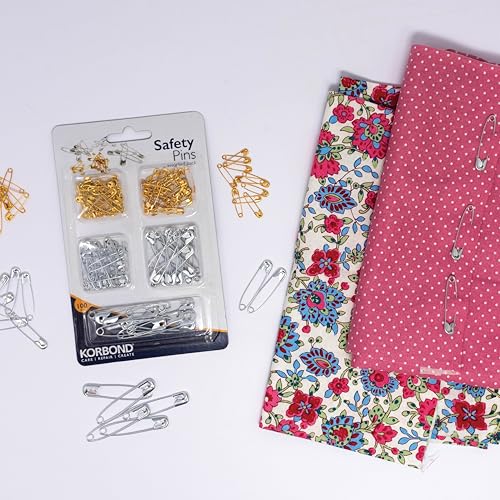 KORBOND Safety Pins - 100 Assorted Size Metal Pins for Sewing & Crafting | Rust Resistant 4