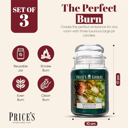 Price's Candles Set of 3 Large Jar Candles - Frosted Fir, Holiday Spice, White Winter 4