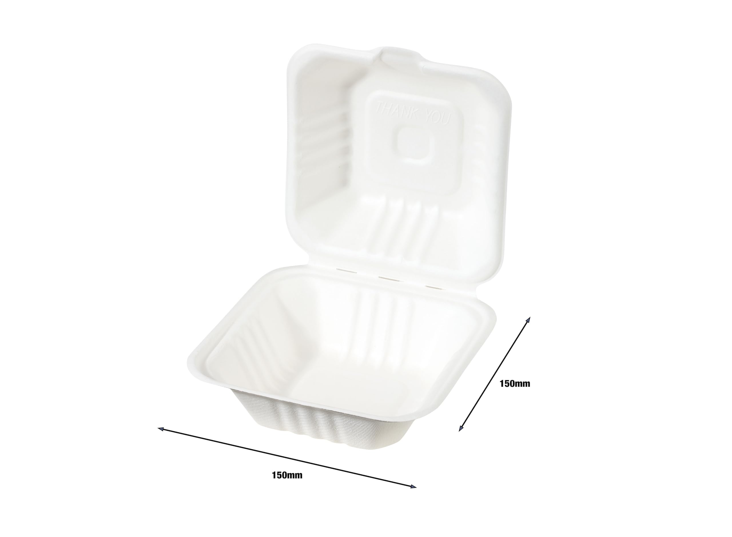 Caterpack Enviro Range Burger Boxes - Biodegradable, Microwave/Freezer Safe | 50 Pack, 6x6" 3