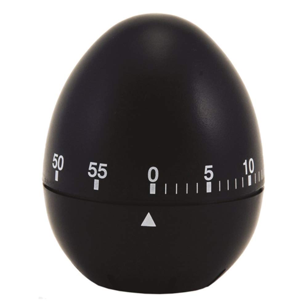 Chef Aid Egg Shape Mechanical Kitchen Timer - 60 Minute Countdown | Battery Free | Black Plastic 1