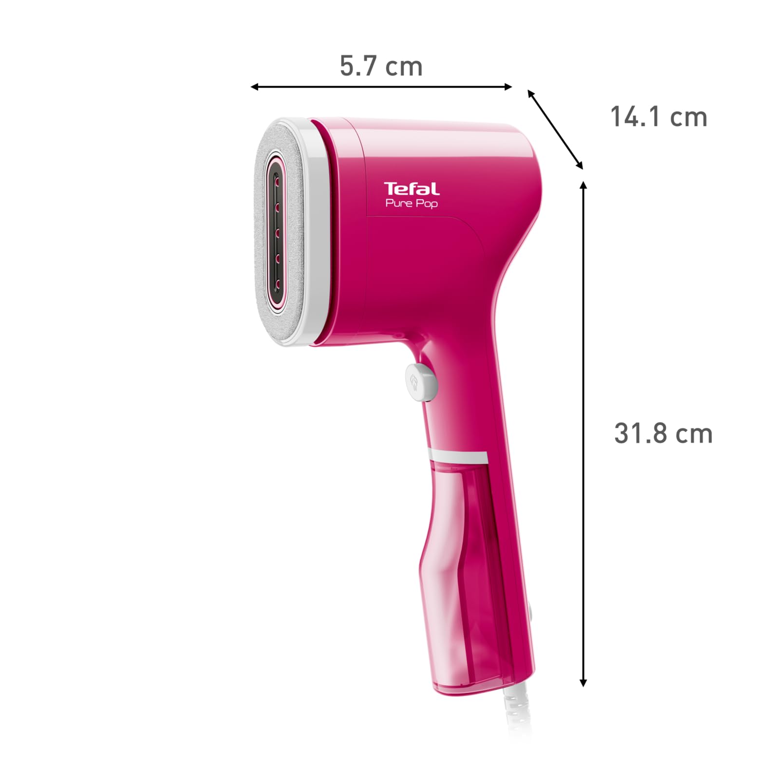 Tefal Pure Pop Slim Handheld Clothes Steamer - 15s Heat Up | 20g/min Steam | 70ml Tank | Pink DT2023 8