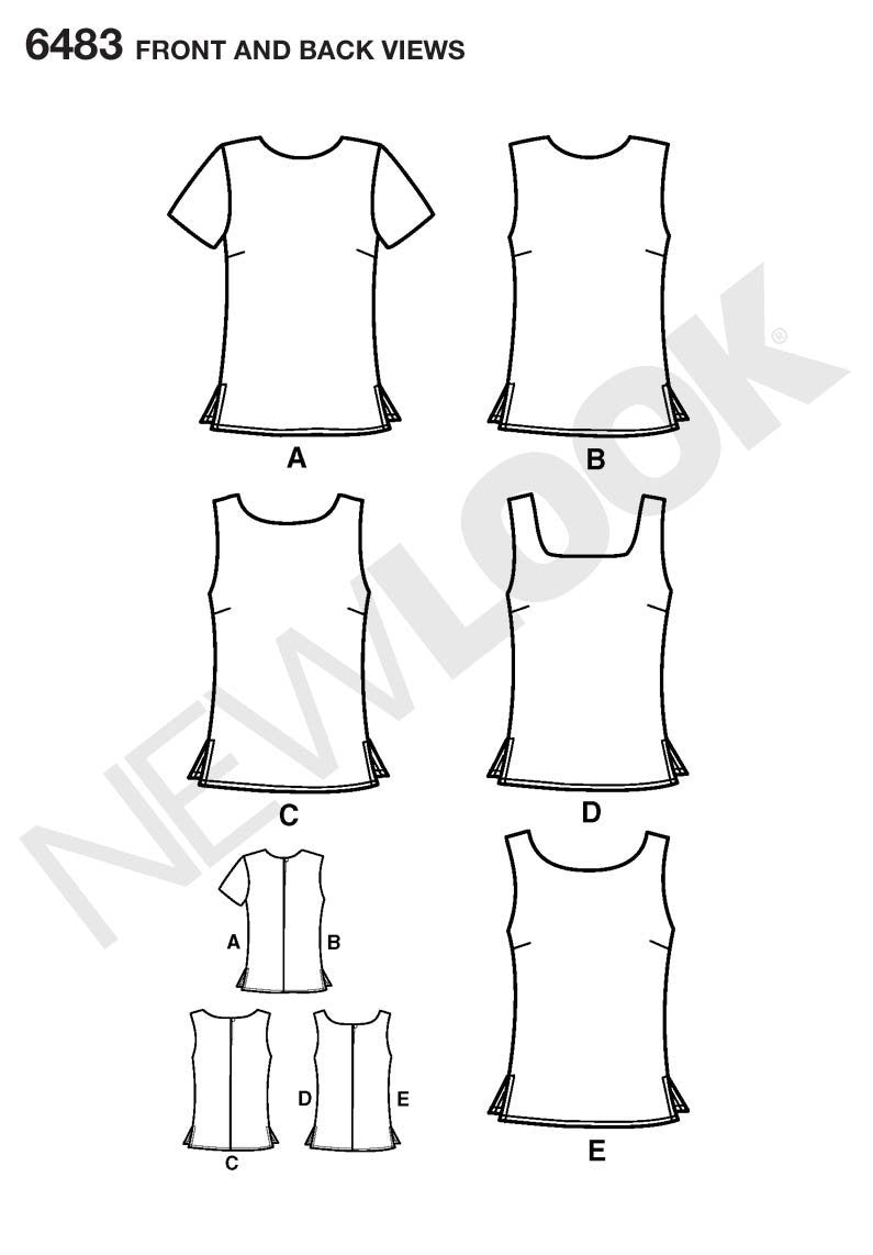 New Look Sewing Pattern 6483 - Misses Tops | Size A (6-16) | 5 Looks 3