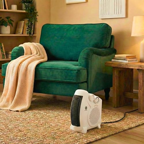 SHATCHI 2000W Upright & Flat Fan Heater | 2 Heat Settings | Adjustable Thermostat | Portable 10