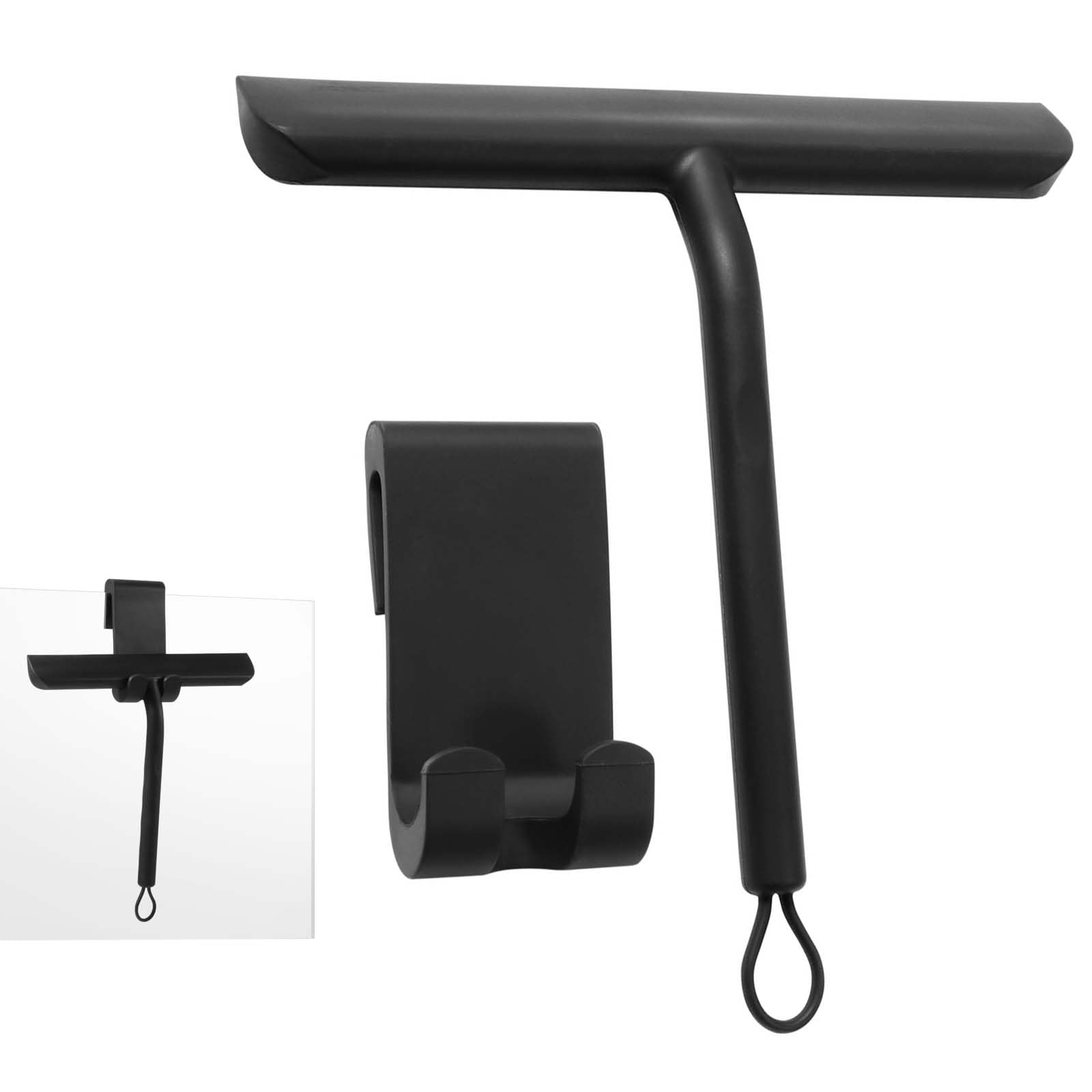 Vinabo Shower Squeegee for Shower Doors - 21cm Wiper Blade | Durable Silicone | Black 1