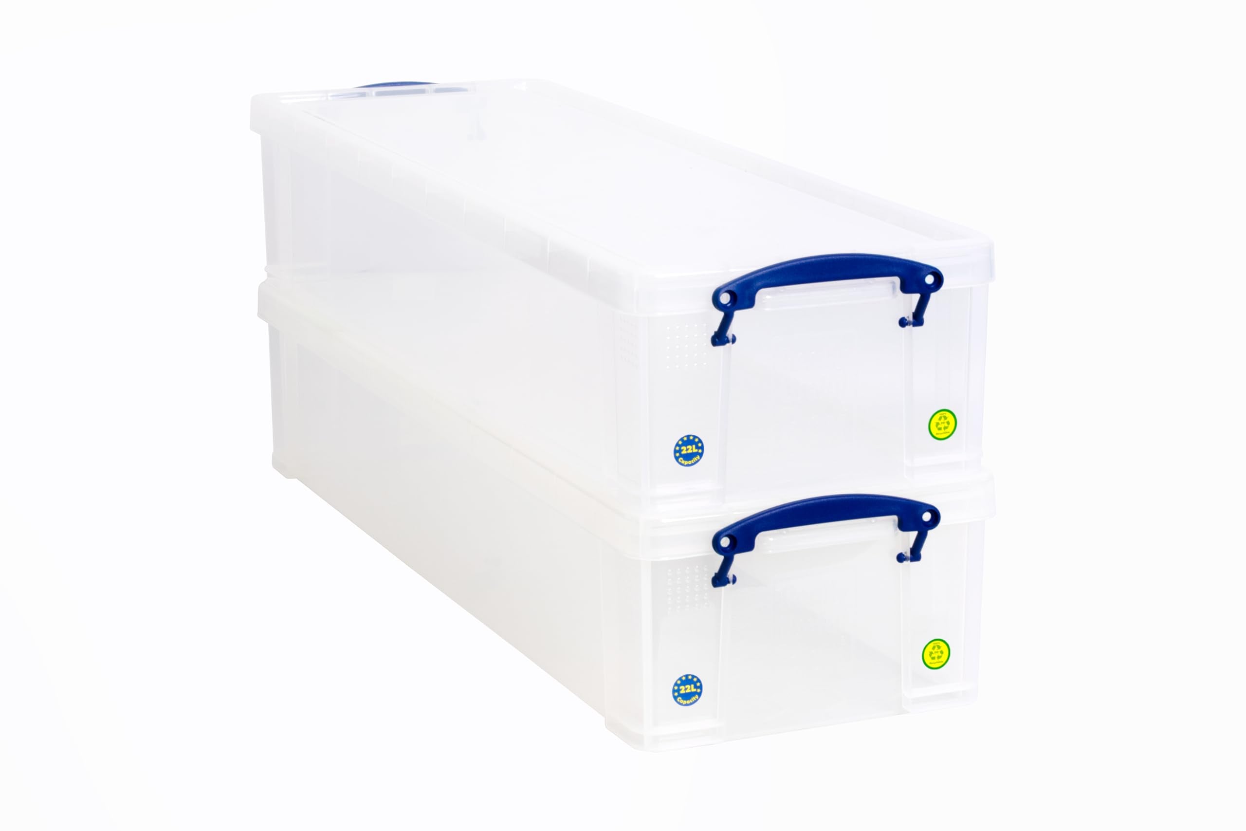 Really Useful Box Plastic Storage Box - 22 Litre Capacity, Clear, Pack of 2 1