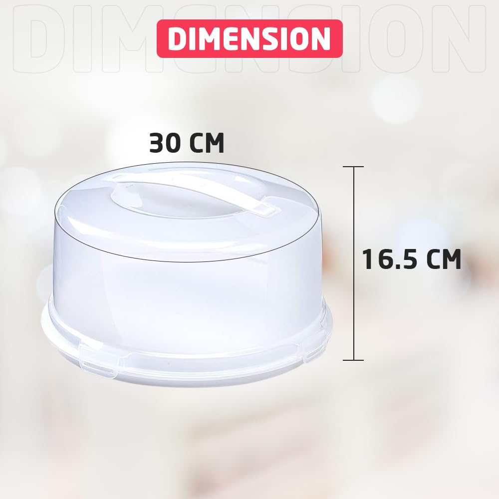 ACCURATE Round Plastic Cake Box - White, Durable, Secure Carry Handle | Holds Cakes up to 30 cm 3