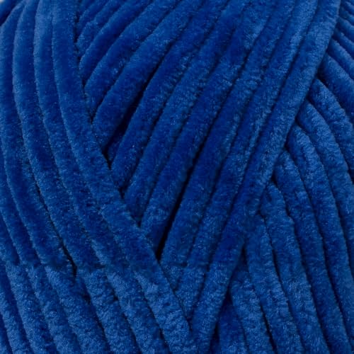 Utopia Crafts Velvet Lux Chenille Chunky Yarn - Super Soft Polyester for Knitting & Crochet | 100g Navy Blue 2